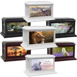 Wildlife, Animals, Lion, Birds & Fish Adult or Medium Wood Keep The Memory® Cremation Urn