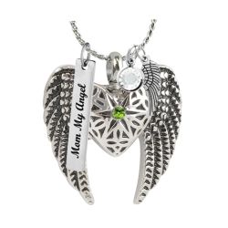 Heart Wings Light Green Crystal Ash Pendant - Love Charms Option