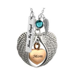 Mom Angel Wings Of Protection Necklace Urn - Love Charms Option