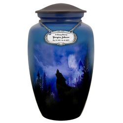 Winter Wolf Moon Medium or Adult Sized Cremation Urn - Tribute Wreath™ - Pro Personalization - Burial Vault Option