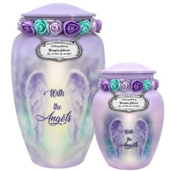 With The Angels Medium or Adult Sized Cremation Urn - Tribute Wreath™ - Pro Personalization - Burial Vault Option