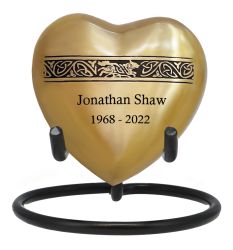 Running Wolf Brass Heart Keepsake Urn - Stand Option