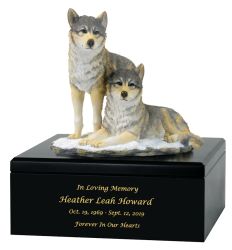 Gray Wolves Art & Wood Cremation Urn