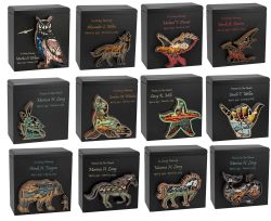 Owl, Wolf, Eagle, Dragon, Ocean, Horse, Bear Wood Art Cremation Adult Urn - Handmade Adult Wood Urns