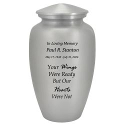 Your Wings Were Ready Pewter Adult Cremation Urn - Tribute Wreath™ - Pro Personalization - Burial Vault Option