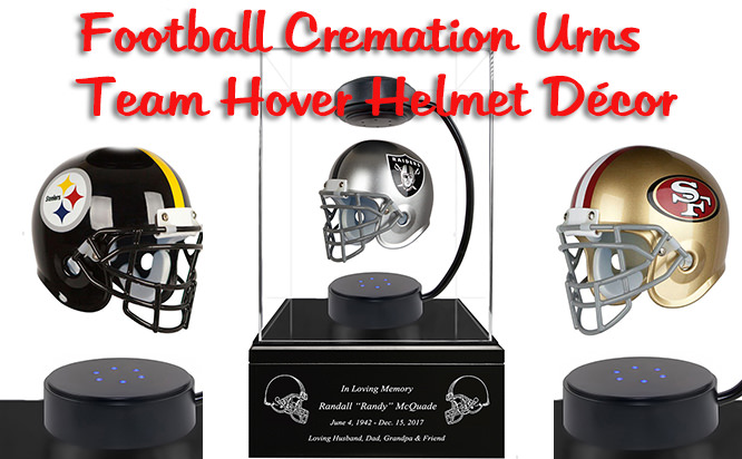Football Cremation Urn & Hover Helmet Décor