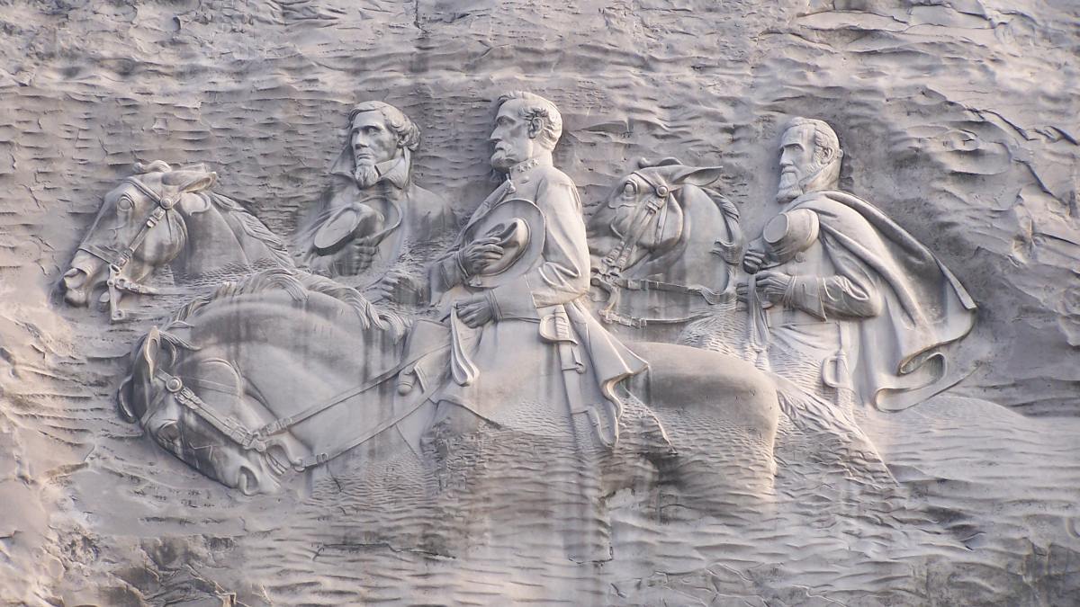 Stone Mountain confederate sculpture carved into granite.