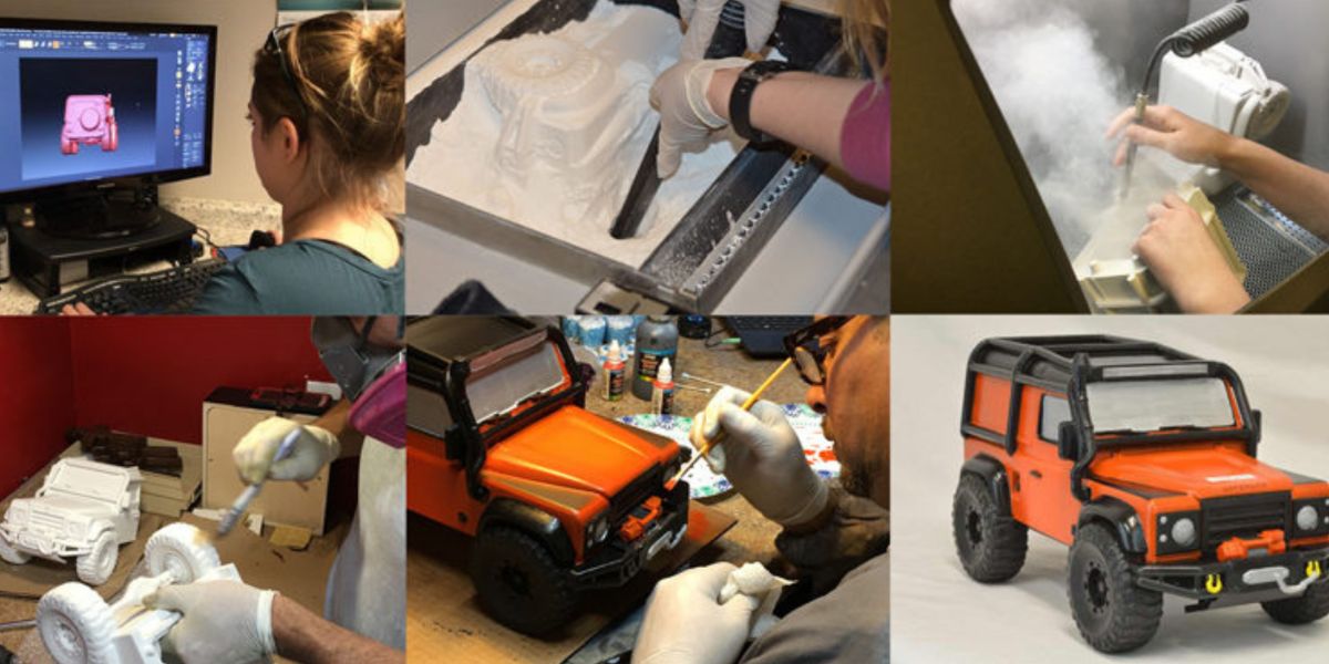 The process of creating a custom jeep cremation urn.