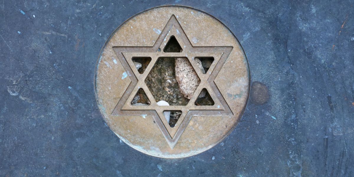 Jewish Star of David built into the ground.