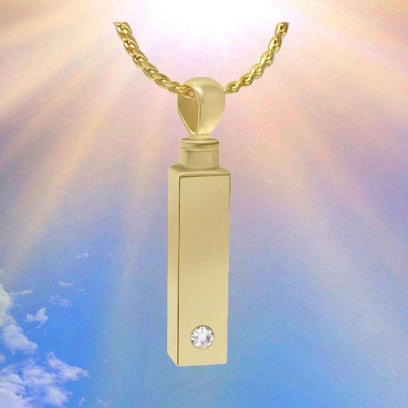 Gold Bar Crystal 10KT or 14KT Gold Cremation Jewelry Urn