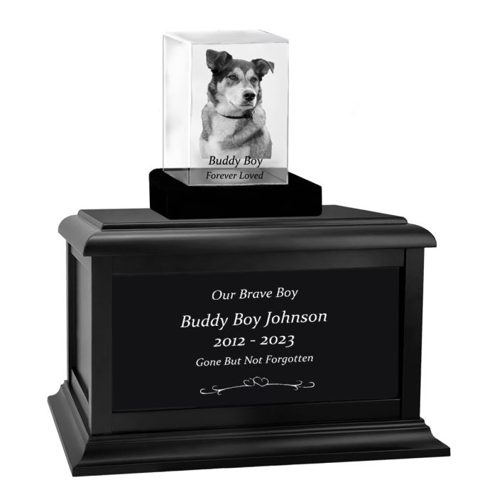 Dog Memorial Urn Crystal Rectangle Set Pet Cremation Crystal