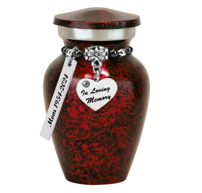 In Loving Memory Red Heart Keepsake Urn Love Charms® Option
