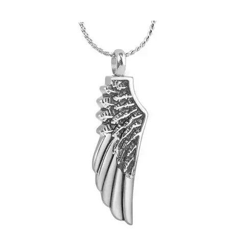 XIUDA Cremation Jewelry Urn Necklace for Ashes with Angel Wing Charm & Cylinder Eternity Stainless Steel 