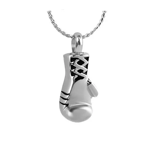 Cremation Urn Necklace Keepsake Pendant for Ashes 24k Gold Plated Boxing Glove