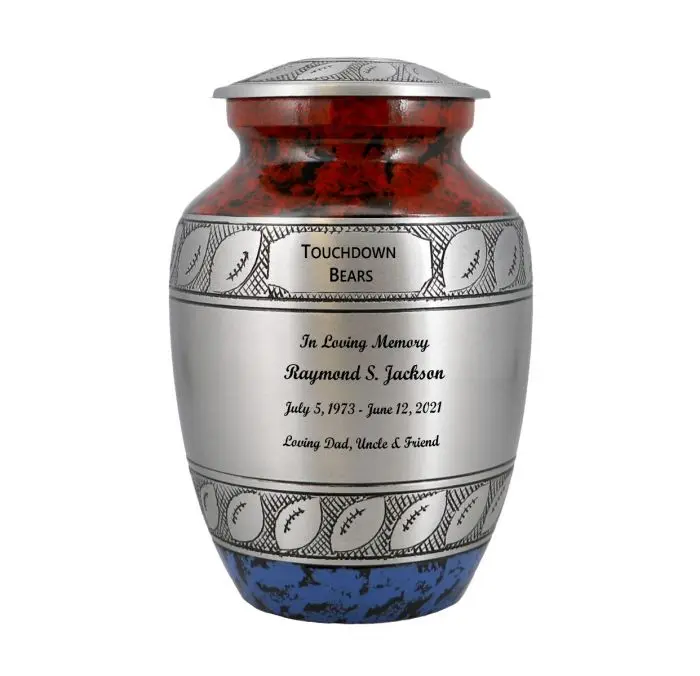 Blue Football themed Urns Adult & Keepsake Aluminum Cremation Urn for ashes 