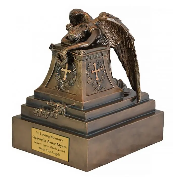 Weeping Angel Old World Bronze Adult Urn
