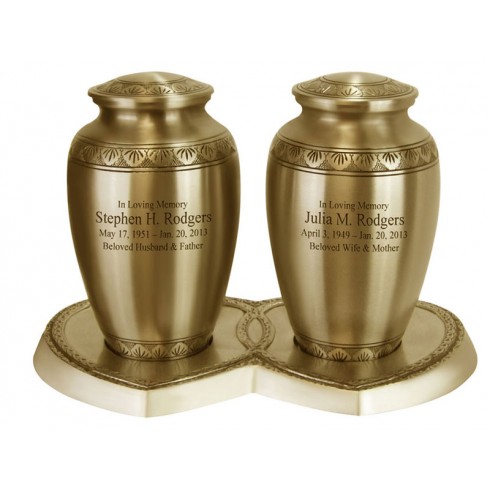 Dignity companion bronze urns heart base.