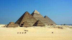 Ancient Egyptian pyramids - the Great Pyramids of Giza.