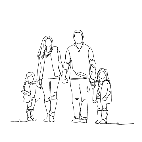Share with family - Clipart sketch of a family