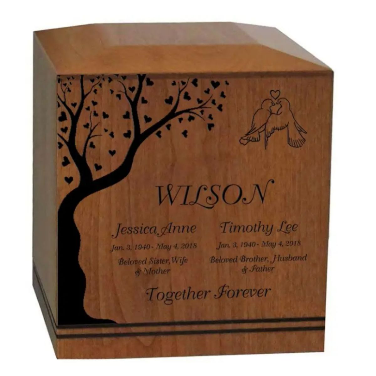 The Paradise Garden Premier Companion Urn is a beautifully handmade urn, made of alder wood 