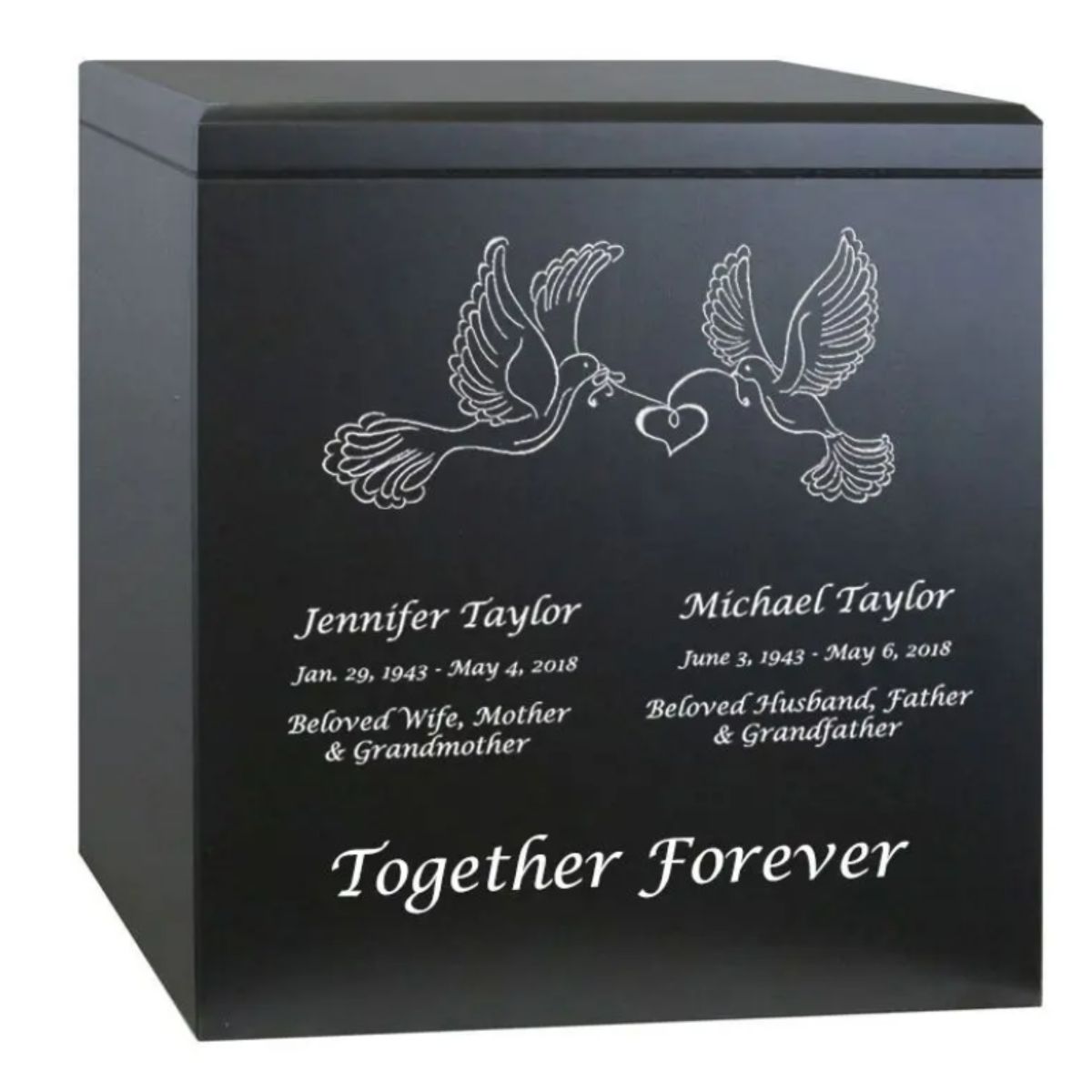 The Love Doves Companion Wood Urn is a beautifully handmade urn of alder wood 