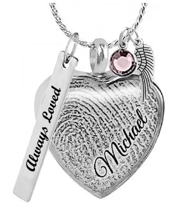 Thumb Print Photo Heart Jewelry Urn - Love Charms™.
