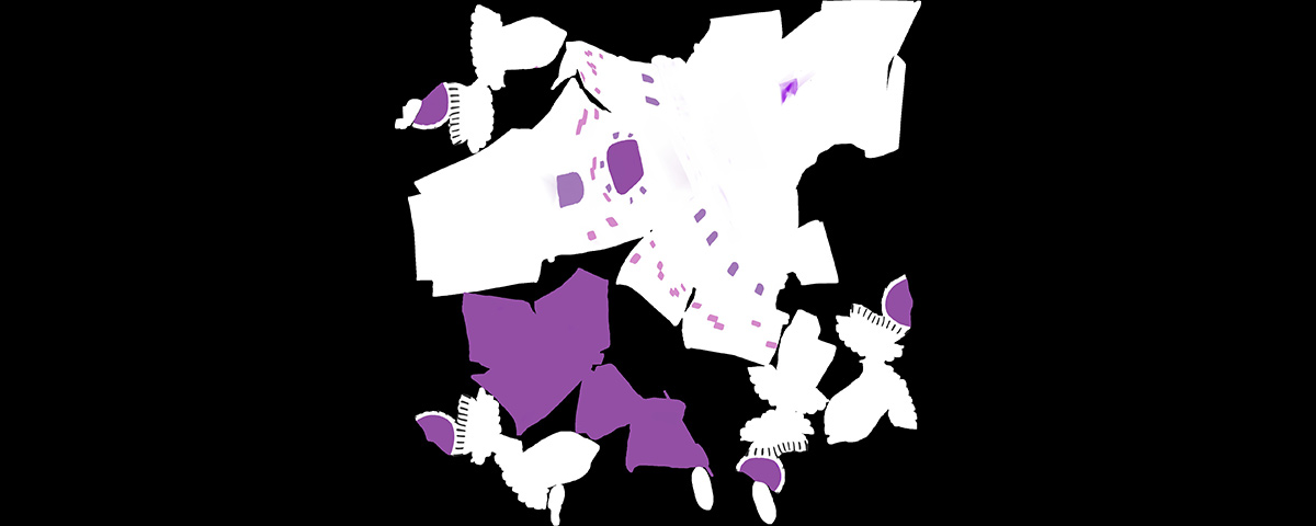 An exploded view of the texture layout for the princess castle digital model.