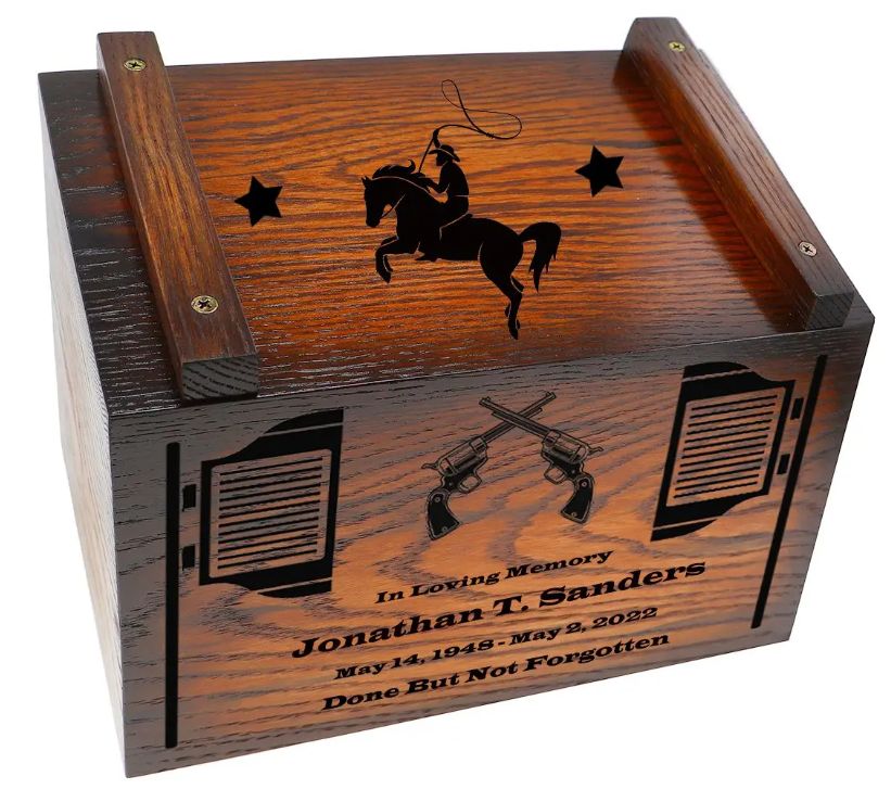 Western Rodeo Ammo Box Cremation Urn by In The Light Urns.