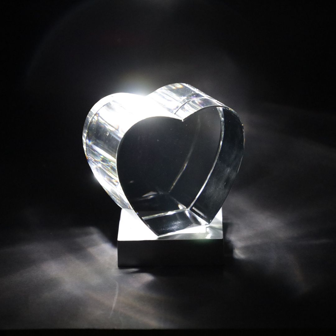 Heart shaped photo cremation memorial.