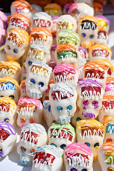 Decorated Dia de los Muertos sugar skulls.