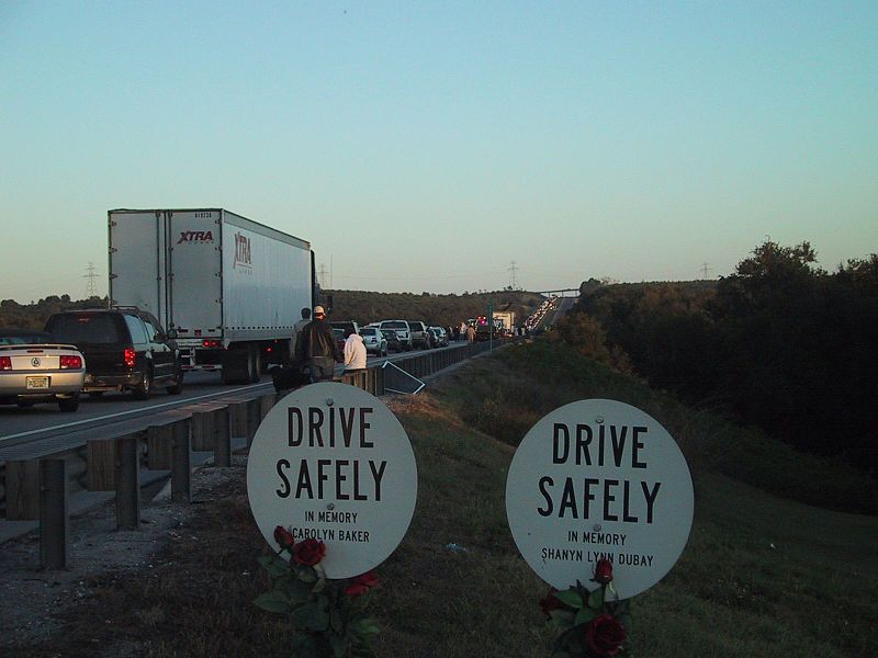 Drive safely roadside memorial signs.