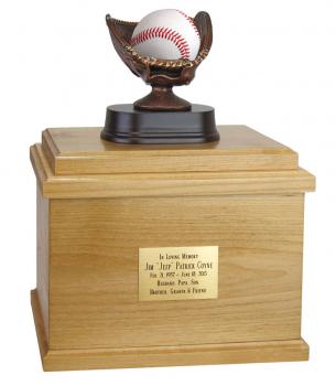Baseball Wood Cremation Urn.