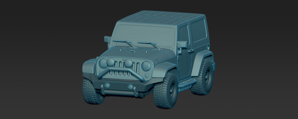 The digital model used to 3D-print the Jeep.