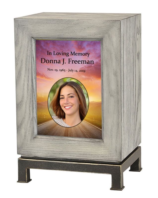 Picture Wood Cremation Urn.